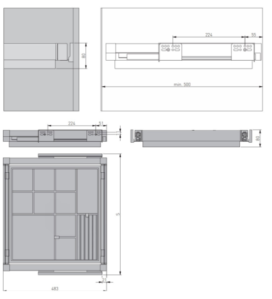 Полка с перегородками GTV ELITE 900 мм с дотягом Графитовый (WG-PRZEG90-60-A) - фото 5 Полка с перегородками GTV ELITE 900 мм с дотягом Графитовый (WG-PRZEG90-60-A) - фото 5