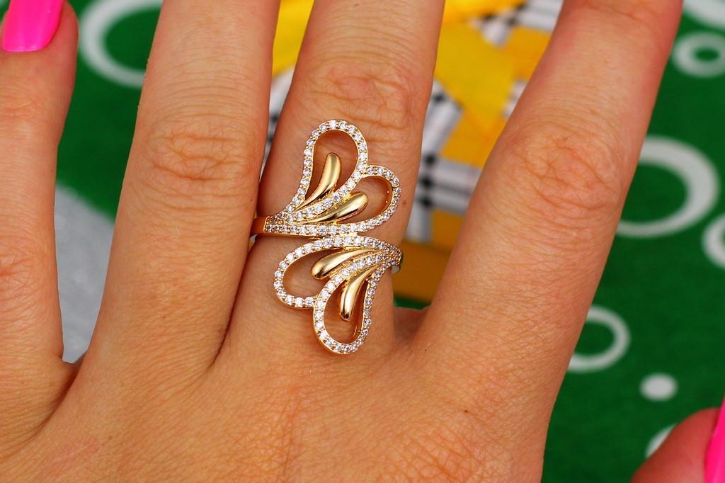 Кольцо Xuping Jewelry Крылья бабочки фаланговое р. 17 Золотистый