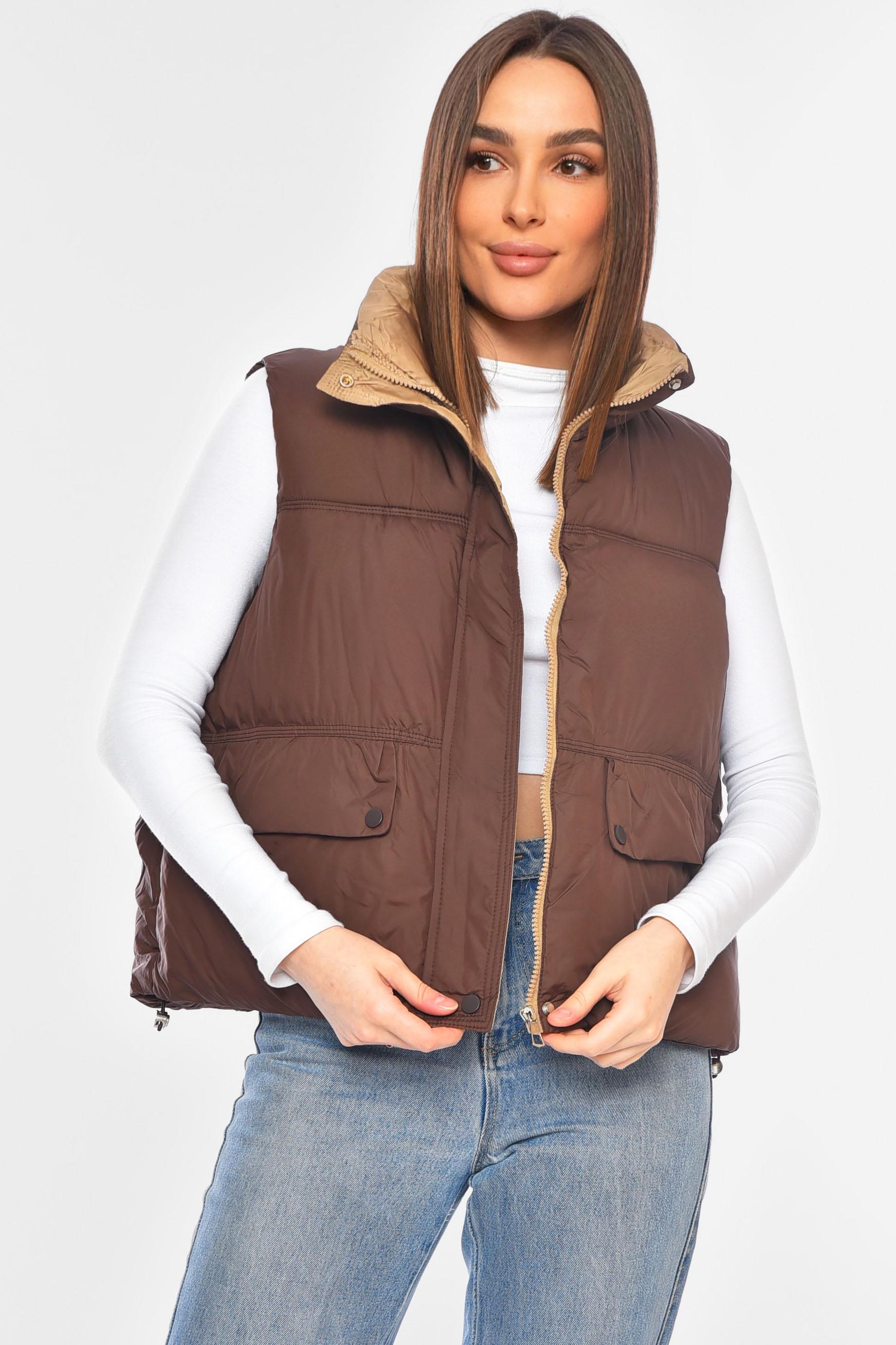 Жилетка жіноча однотонна 200303 S Коричневий