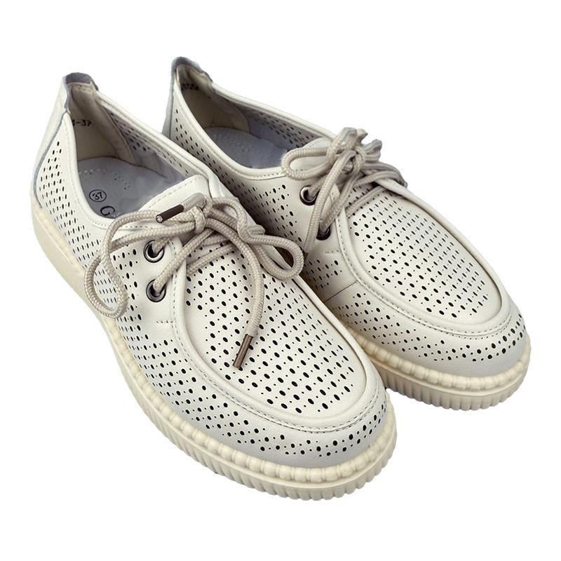 Мокасини жіночі перфорована шкіра 2024 p. 38 24 см Бежевий