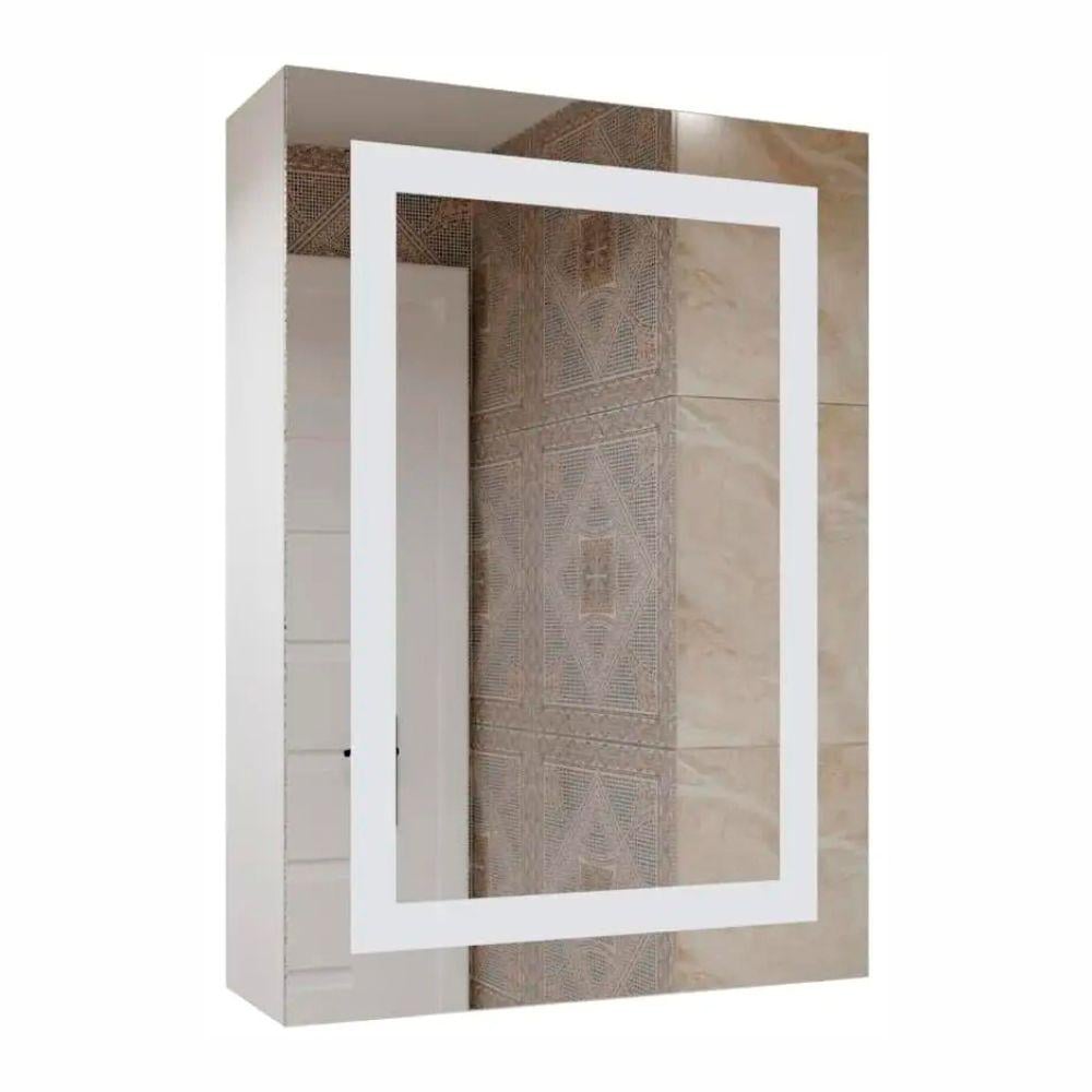 Зеркальный шкаф ШК1 с LED подсветкой на двери и сенсорным выключателем открывание справа 500х700х160 мм