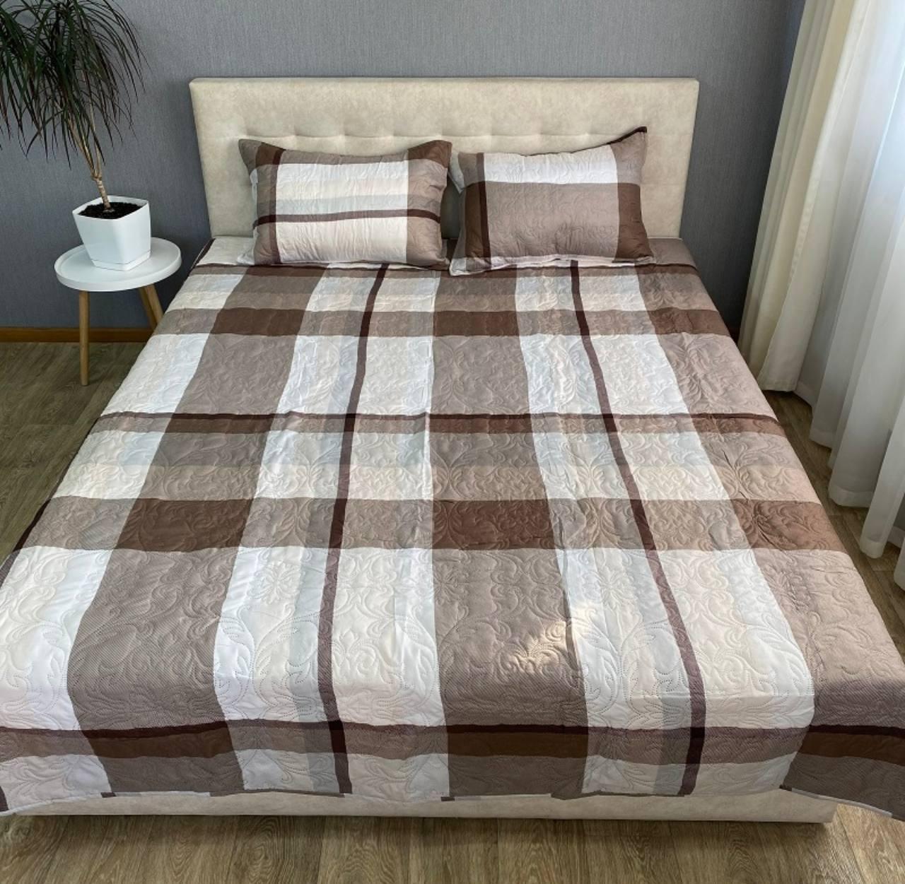 Ковдра-покривало літня 200х220 см з наволочками 2х50х70 см Коричневий (Д-al-lito-600-0020)