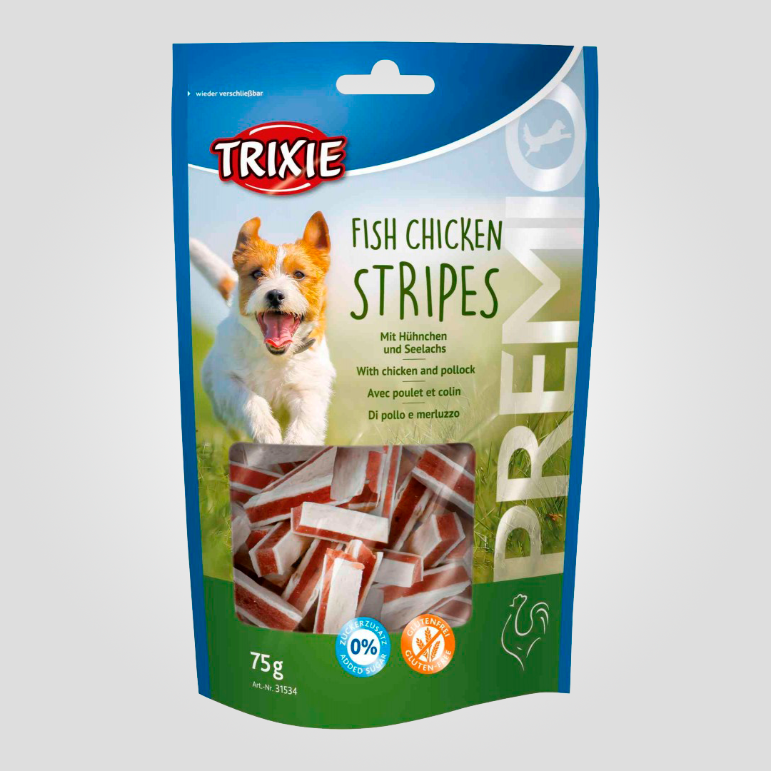 Лакомство для собак Trixie Premio Fish Chicken Stripes палочки с курицей и лососем 75 г (20505388)