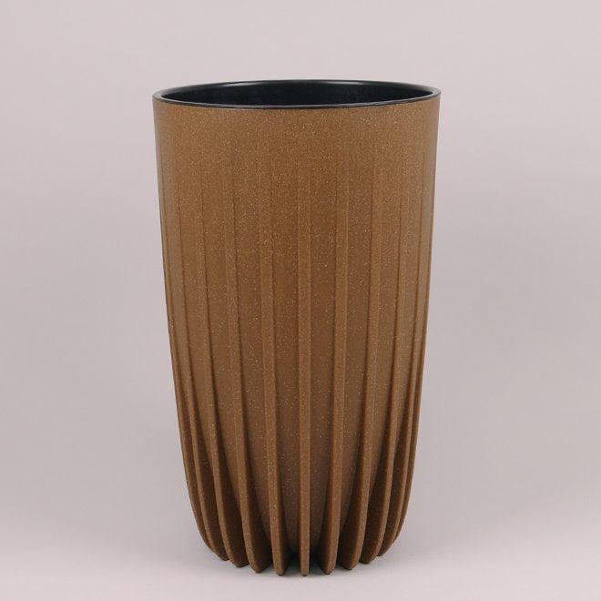 Горшок пластмассовый со вкладом Flora Mira ECO WOOD 79557 высокий 25 см Натуральное дерево (DR015827)