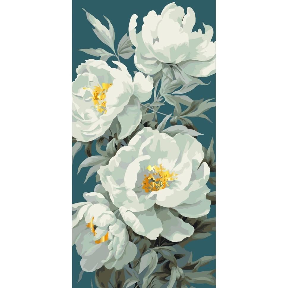 Картина по номерам ART CRAFT Белые пионы с металлизированными красками 40х80 см (13093-AC)