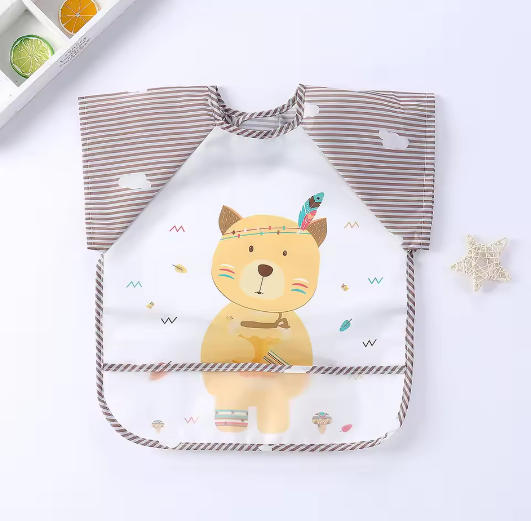 Нагрудник-фартук Ведмедик для прикорму та творчості з короткими рукавами 1-3 роки - фото 1 Нагрудник-фартук Ведмедик для прикорму та творчості з короткими рукавами 1-3 роки - фото 1