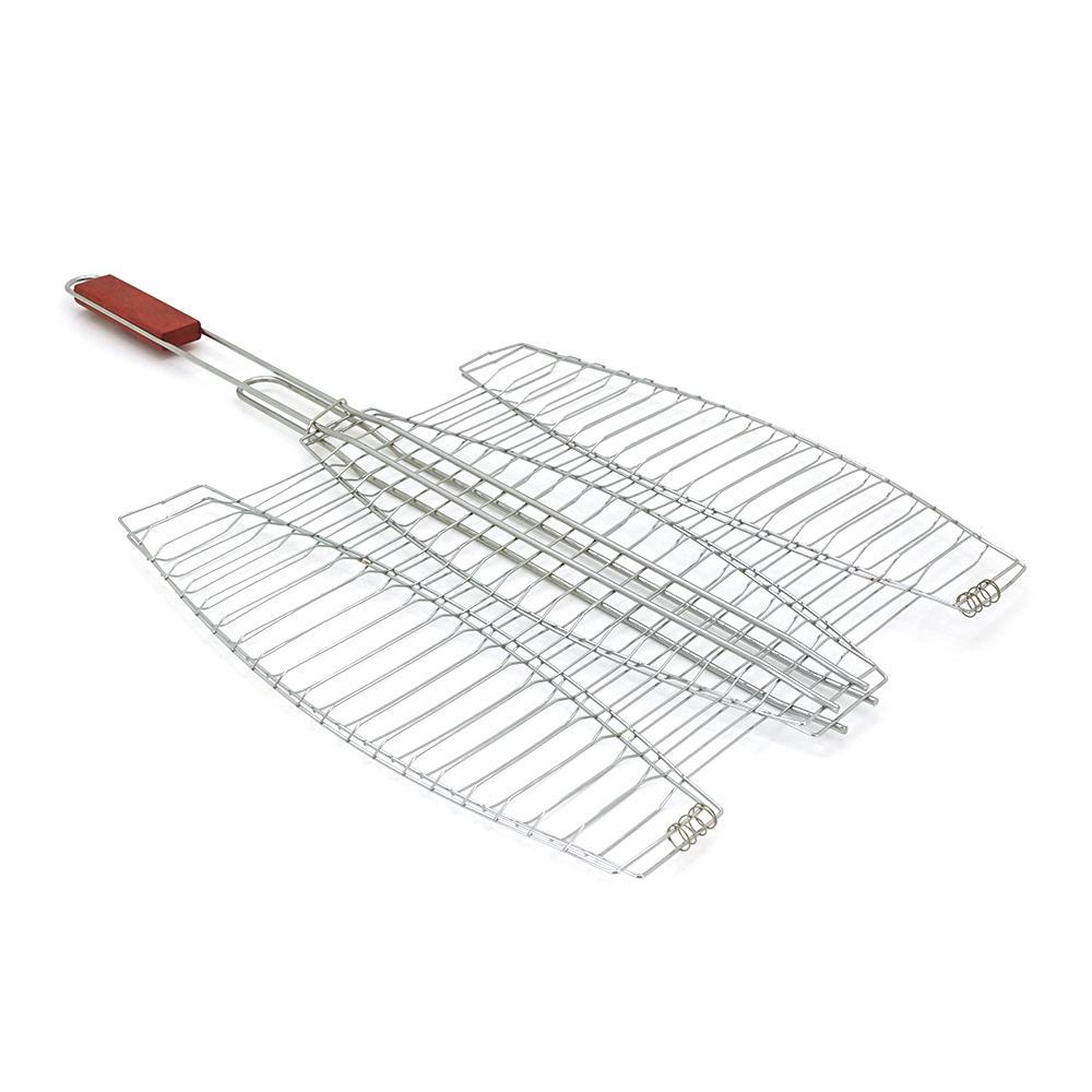 Решетка-гриль для рыбы нержавеющая овальная для 3-х рыб 400х370 мм (26498290)