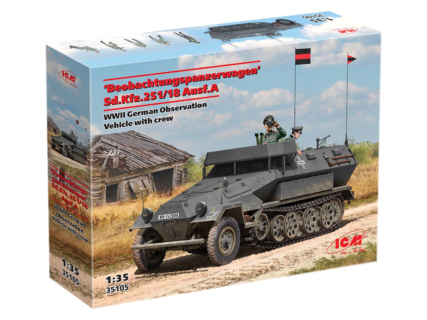 Сборная модель ICM Beobachtungspanzerwagen Sd.Kfz.251/18 Ausf.A немецкая машина наблюдения 2СВ с экипажем (35105)