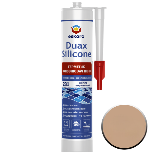 Герметик заповнювач швів Eskaro Duax Silicone №231 силіконовий нейтральний 300 мл Світло-коричневий (2602646111)