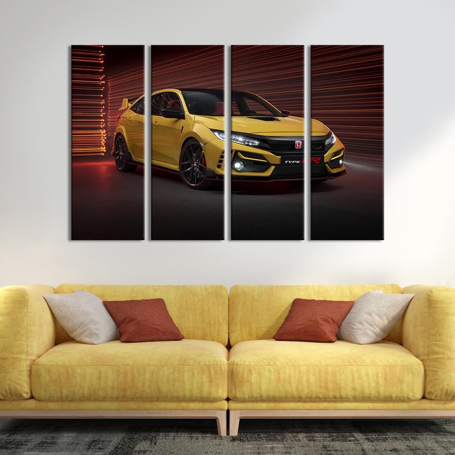 Картина на холсте Грациозная жёлтая Honda Civic Type 89x53 см (1329-41) Картина на холсте Грациозная жёлтая Honda Civic Type 89x53 см (1329-41)
