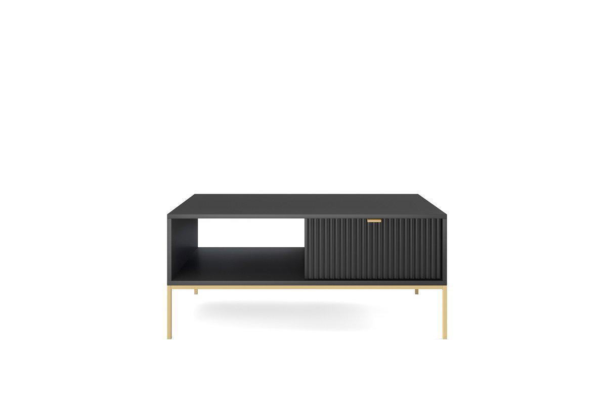 Журнальный столик Perfect Home Nova L104 с двумя ящиками и золотыми ножками Черный (PFH-091263)