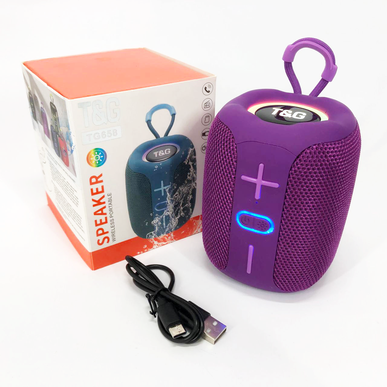 Колонка портативна Bluetooth TG658 FM/RGB purple (2135321683) - фото 2