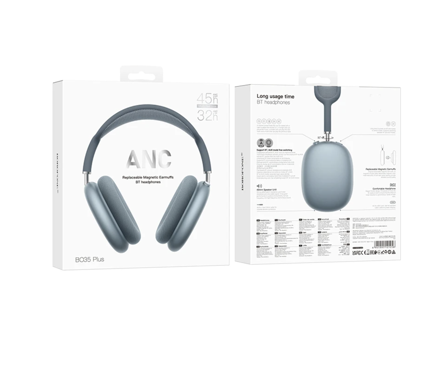 Наушники накладные беспроводные Borofone BO35 Plus Adorable ANC - фото 3 Наушники накладные беспроводные Borofone BO35 Plus Adorable ANC - фото 3