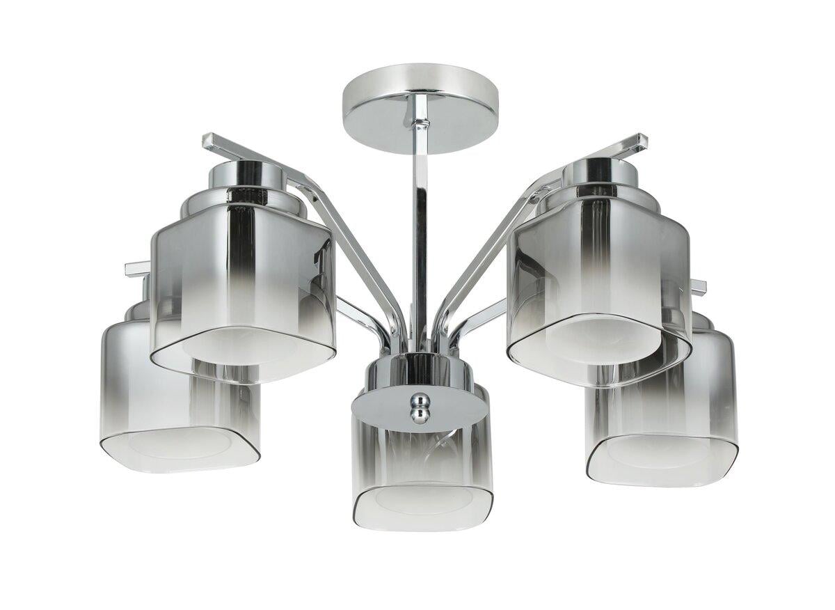 Люстра потолочная Light House SRS-20666/5 плафоны дымчатые с белым Хром Люстра потолочная Light House SRS-20666/5 плафоны дымчатые с белым Хром