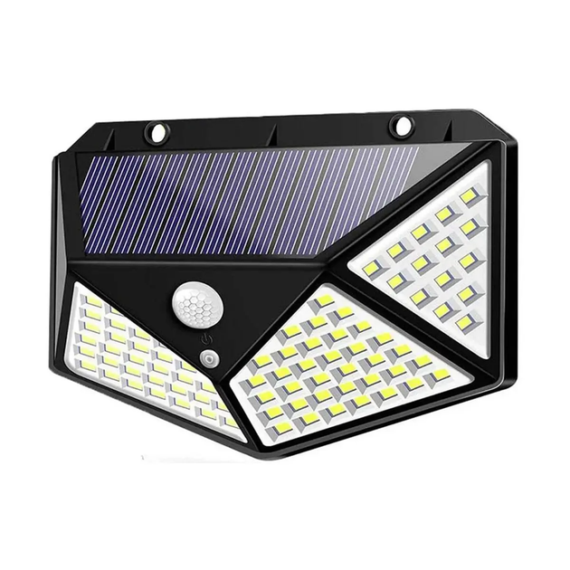 Фонарь уличный автономный с датчиком движения 100 LED аккумуляторный с солнечной панелью Черный (HP-L-7)