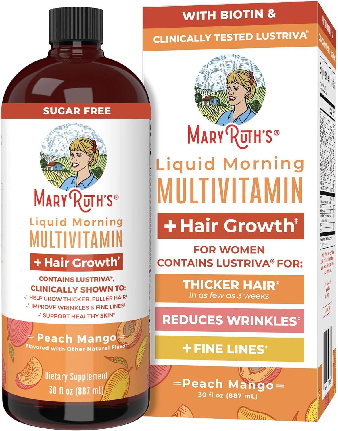 Витаминный комплекс для женщин MaryRuth’s Liquid Morning Multivitamin Hair Growth Peach Mango жидкий 450 мл