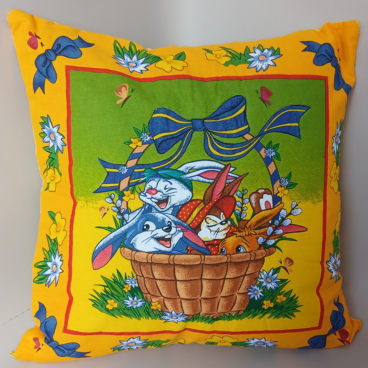 Наволочка детская хлопковая Зверушки в корзине 40х40 см (1_1933_19)