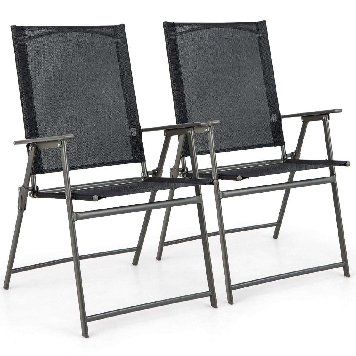 Стул садовый складной 58x62x96 см Черный (COSTWAY-01422)