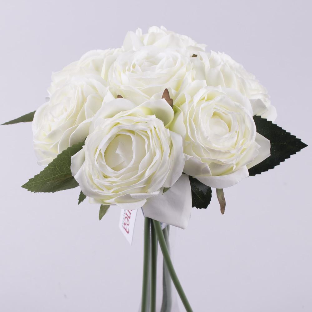 Искусственные цветы Букет роза помпонелла Белый (2748-1)
