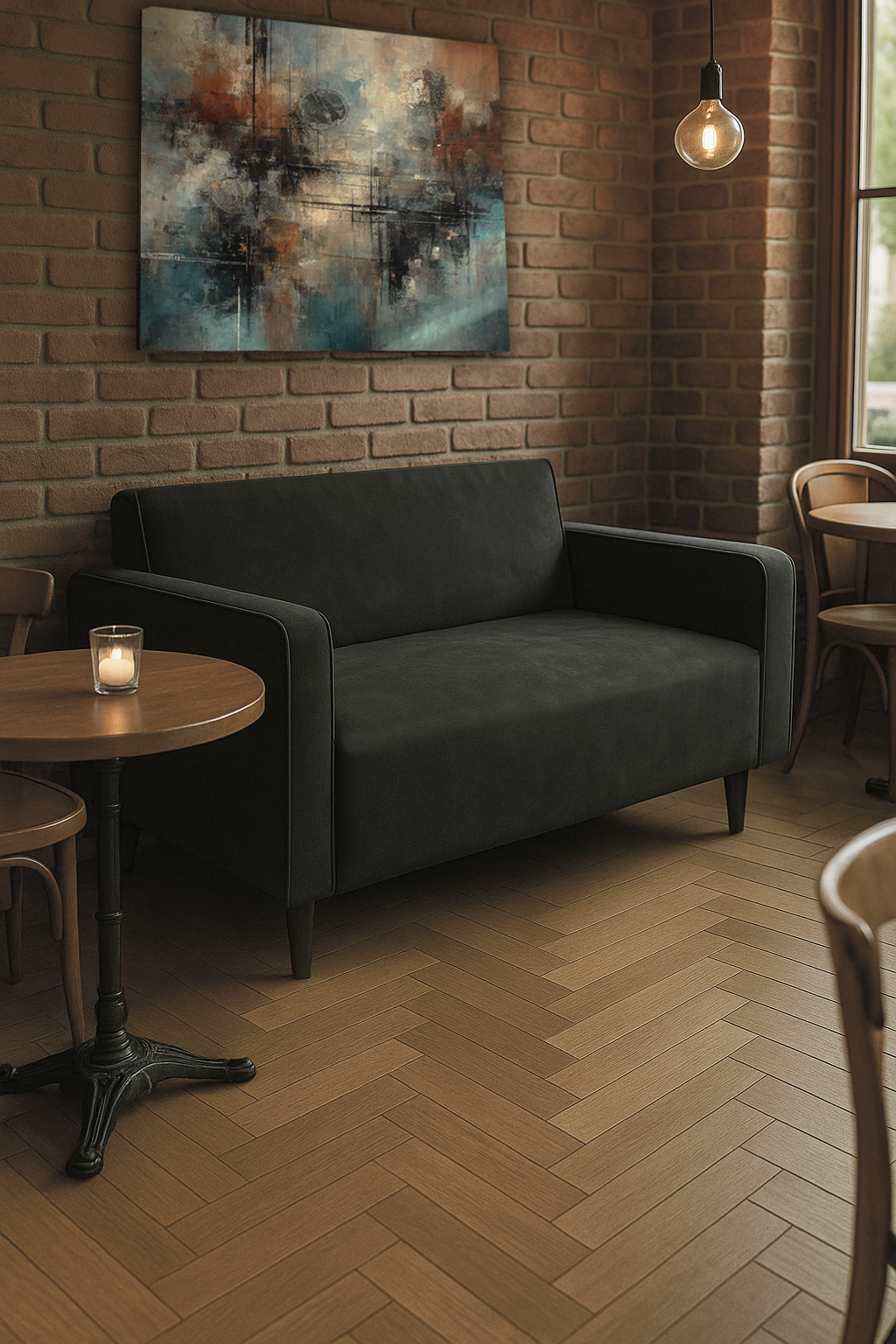 Диван офісний Tobi Sho Тайм з підлокітниками велюр Крокус 1460х680х770 мм Графіт (Графіт/97) - фото 4