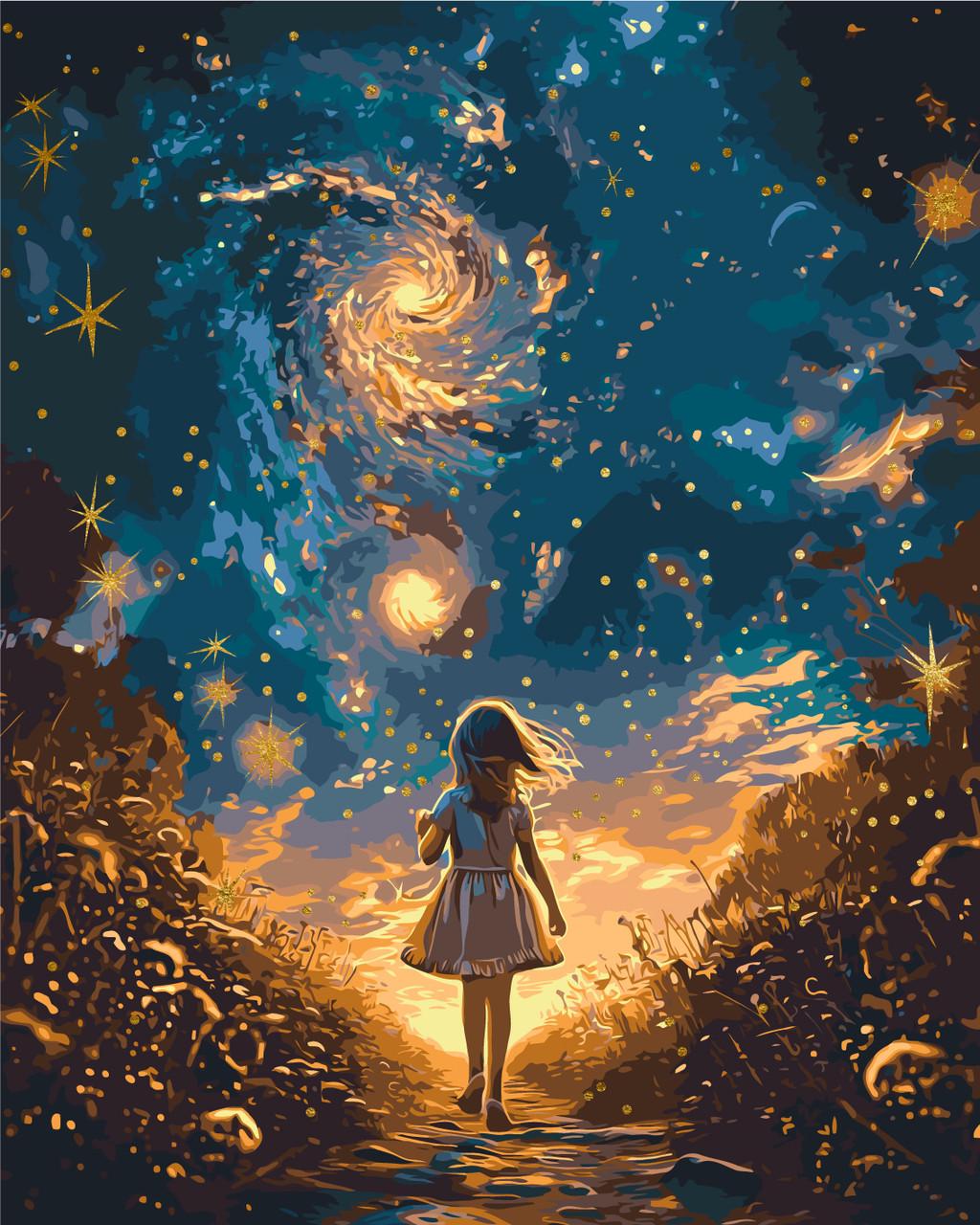 Картина по номерам ORIGAMI Лунный свет с красками металлик золото 40х50 см (LW3299)