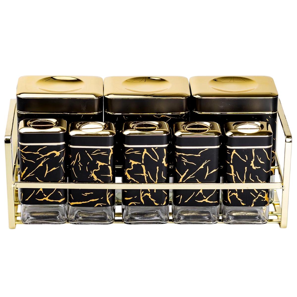 Набір ємностей для зберігання на металевій підставці 8 шт. по 650/150 мл Чорний (HP-1364) - фото 1