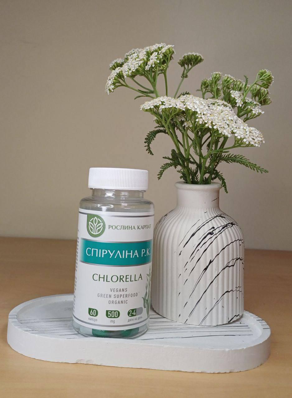 Спіруліна Рослина Карпат Р.К. Chlorella VEGANS GREEN SUPERFOOD ORGANIC 60 капс. (000000109) - фото 2