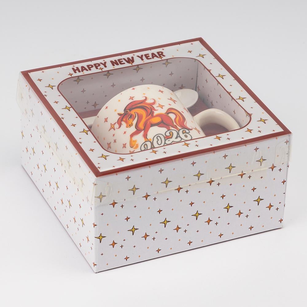 Чашка з ложечкою Символ 2026 Вогняний Кінь 200 мл (9250-002) - фото 2 Чашка з ложечкою Символ 2026 Вогняний Кінь 200 мл (9250-002) - фото 2