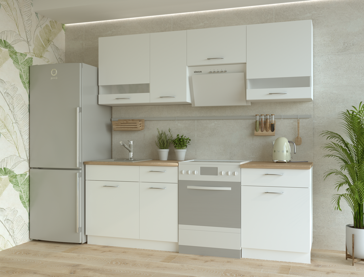 Кухня модульна Лея DRS-011322 220х60х250 см Белый гладкий/Дуб сонома (80359337) - фото 1 Кухня модульна Лея DRS-011322 220х60х250 см Белый гладкий/Дуб сонома (80359337) - фото 1