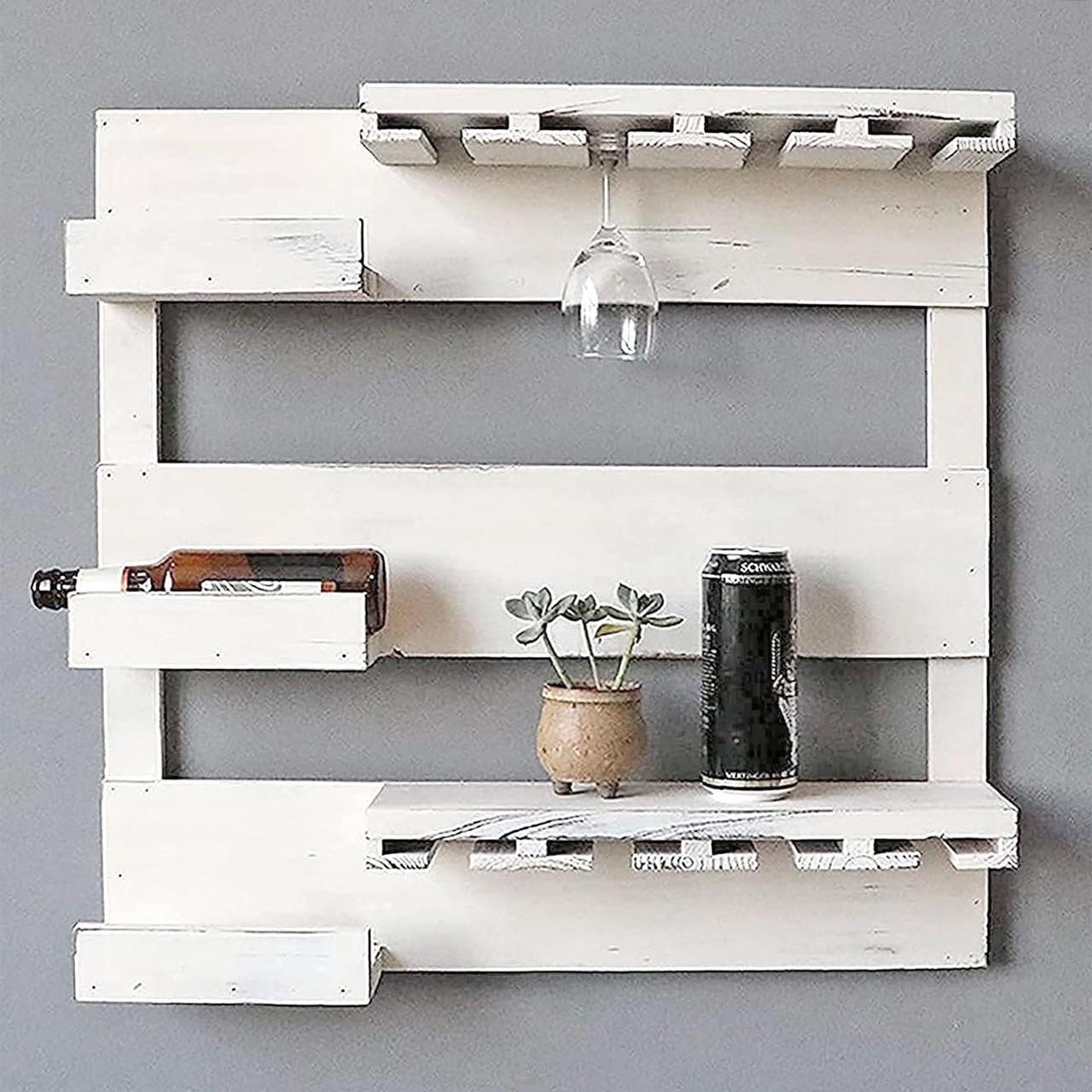 Полка для вина настенная из дерева Яманаси Шебби (ПНК-002121)