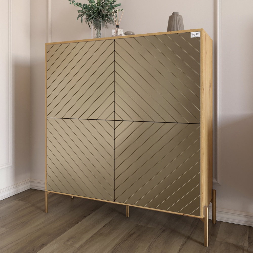 Комод-пенал Lion Амарант 114x40x126,5 см Дуб Артизан/Перламутровый металлик (LION-042076) Комод-пенал Lion Амарант 114x40x126,5 см Дуб Артизан/Перламутровый металлик (LION-042076)