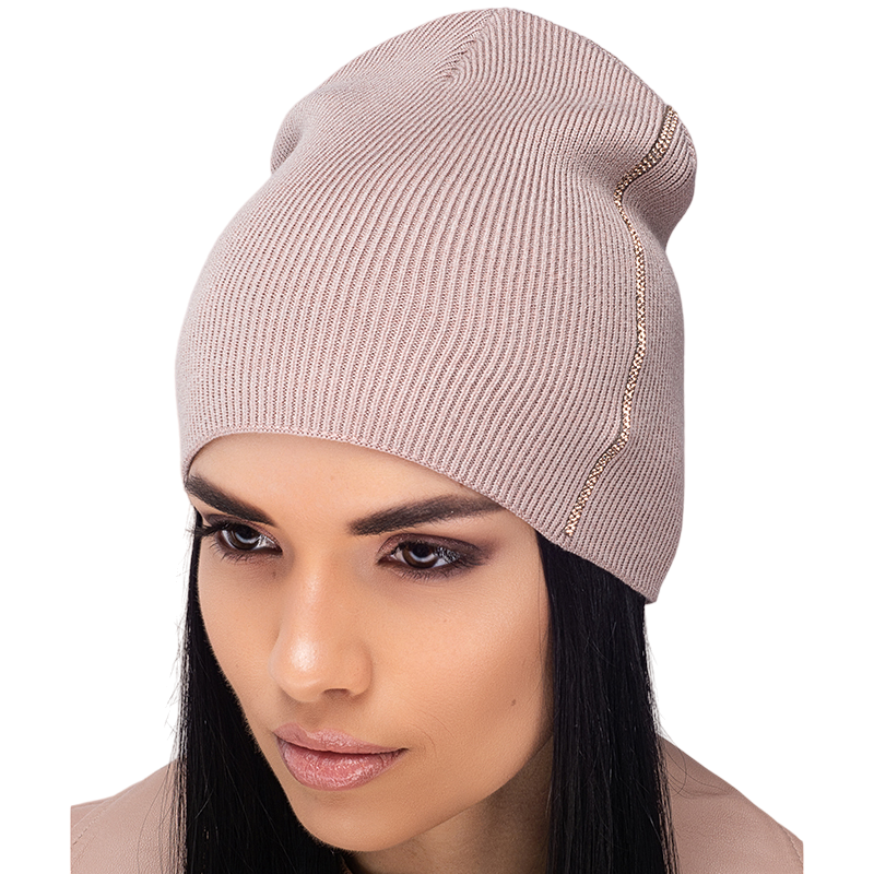 Шапка Leks ДАРЬ двойная бини без манжета One size Пудровый (129845)