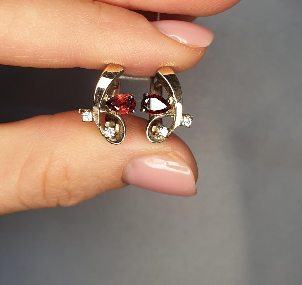 Серьги серебряные с гранатом 4,09 г (1357285091)
