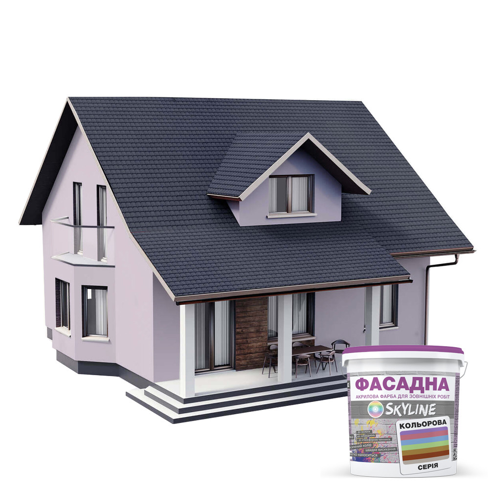 Фарба акрил-латексна фасадна Skyline 1510-R20B 3 л Припилена лаванда (650c0cd04bc23147a0718b14) - фото 3