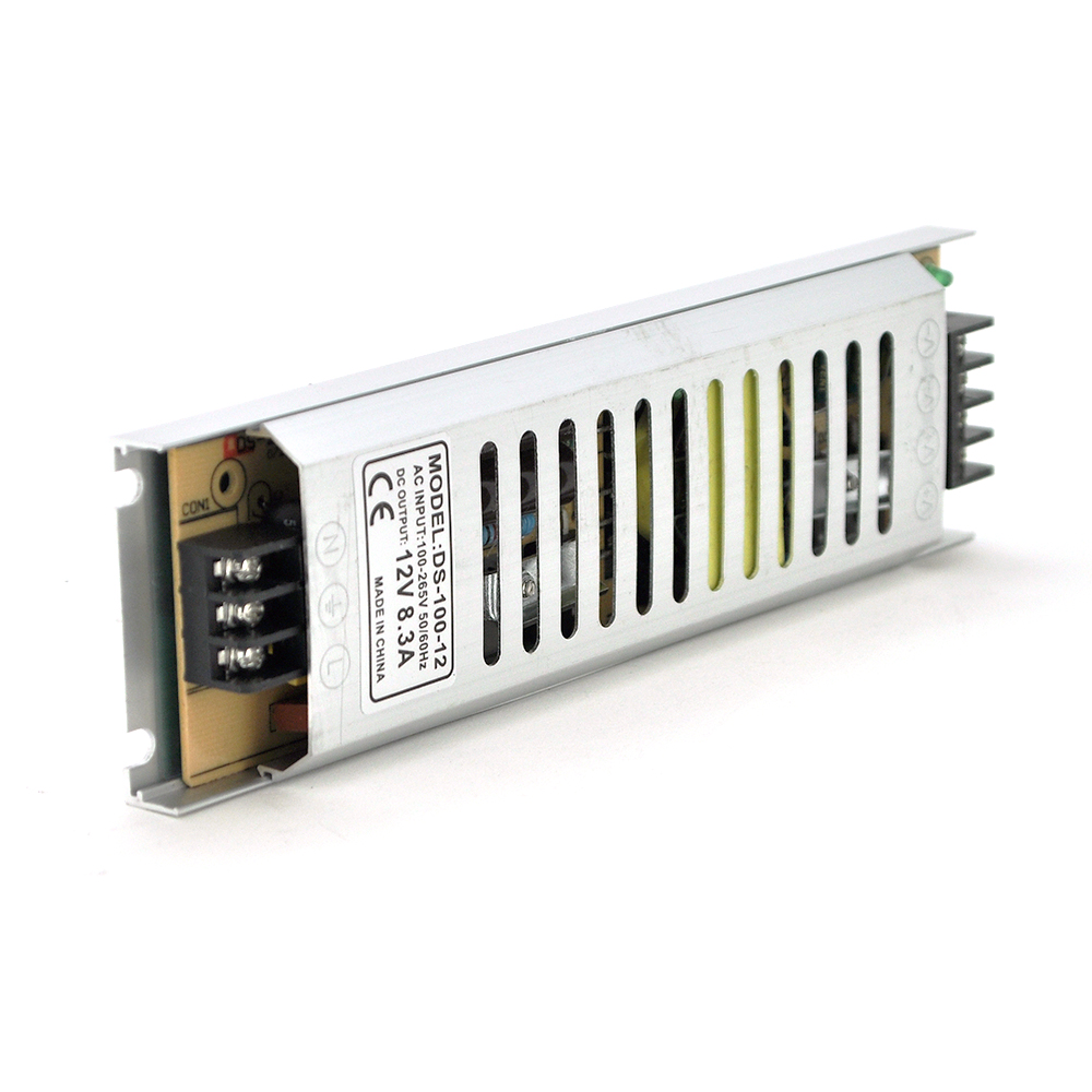 Блок живлення імпульсний Slim перфорований для відеоспостереження освітлення та пристроїв автоматики 12 В 8,33 А 100 Вт (8761)