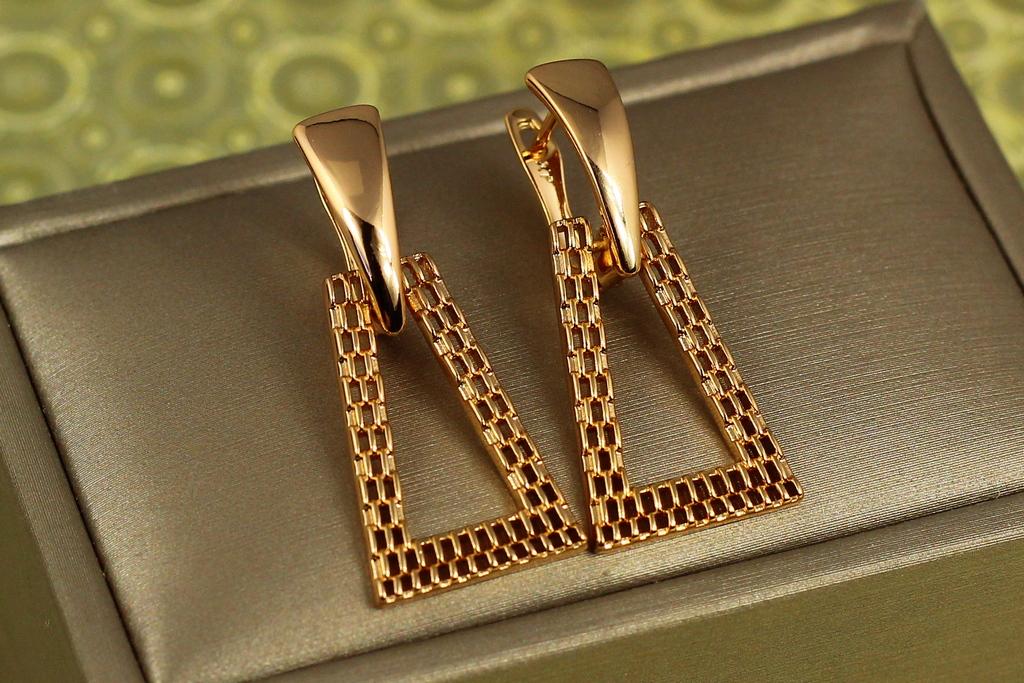 Серьги Xuping Jewelry трапеция сот 3,4 см Золотистый (38454496)