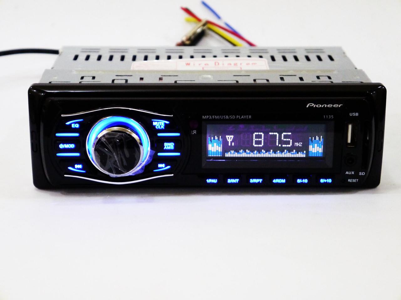 Автомагнитола Pioneer 1135 USB/SD/FM/AUX с пультом ДУ 4x50 Вт