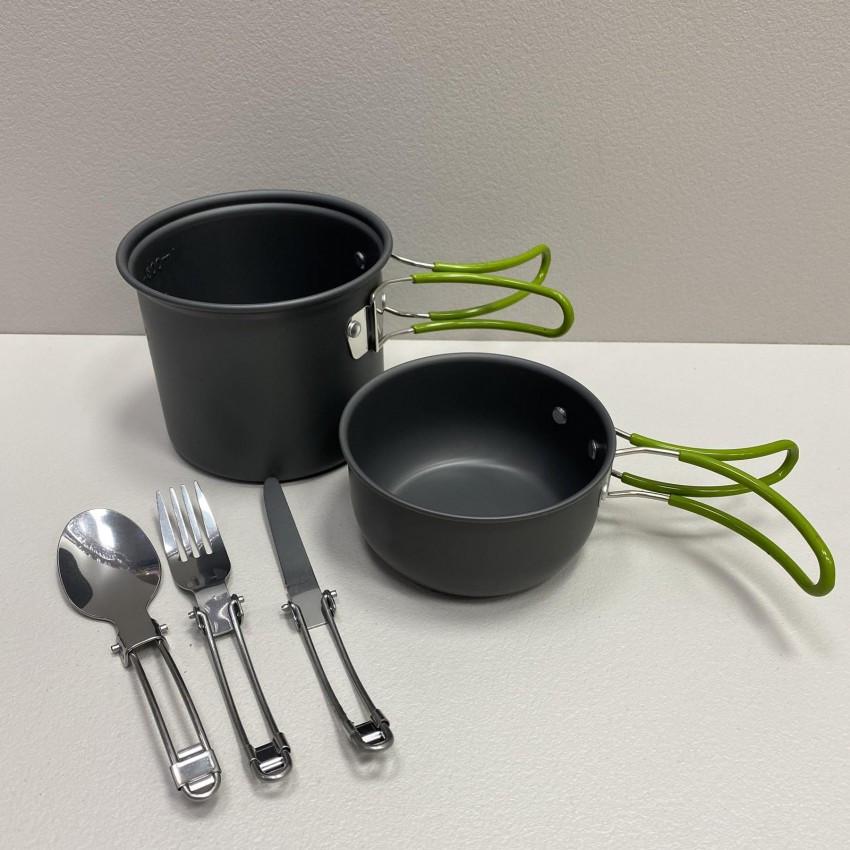 Набір туристичного посуду Cooking Set DS-101/6017 з зеленими ручками (2223745059) - фото 2