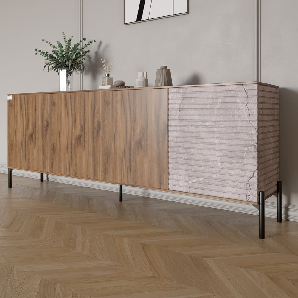 Комод Lion Грей 204x38x76,5 см Дуб Ливорно/Камень (LION-042614)