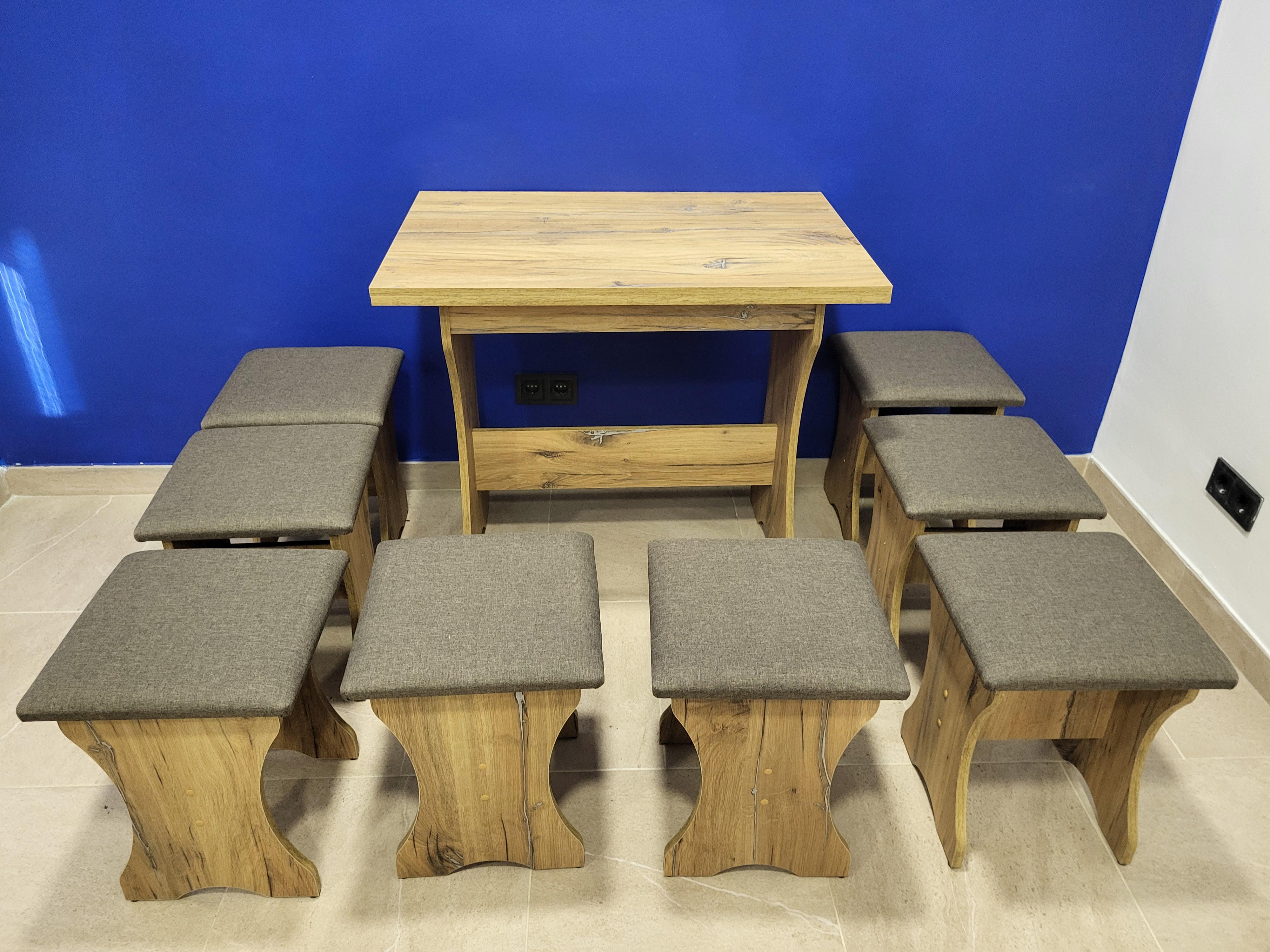 Стіл розкладний та 8 табуреток Сімейний Дуб Флагшток/Дорандо (S8T-DF-D)