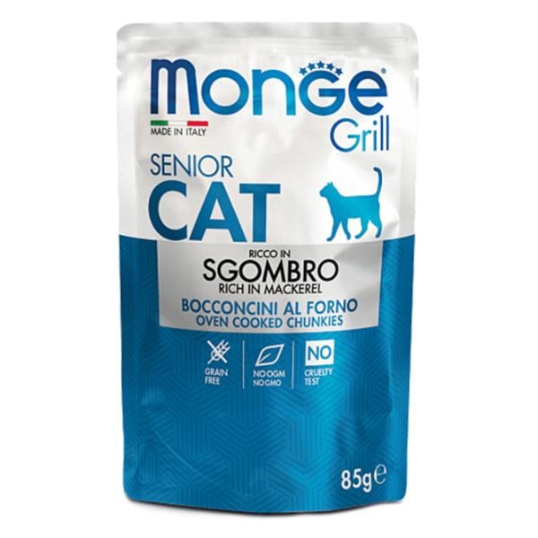 Корм для кошек влажный Monge Cat GRILL Wet Senior макрель скумбрия 85 г (000025754)