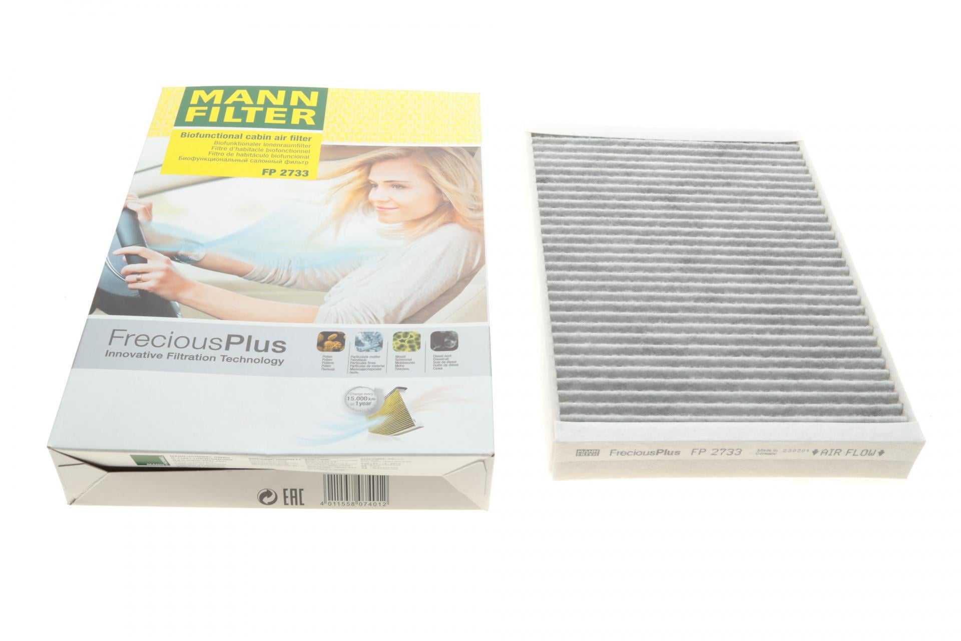 Фільтр салону Mann-Filter (LAnd Rover Discovery Sport 14-/Freelander 2 06-/Evoque 11-19 вугільний/антибактеріальний (FP 2733)