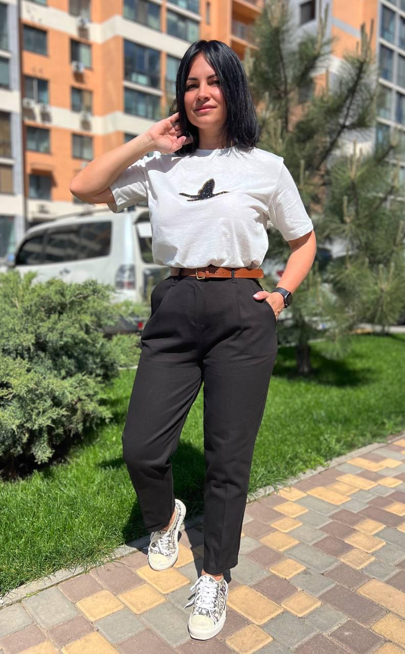 Джинси жіночі MIX RAY 3657 МОМ резинка на талії ремінь коттон M Чорний (1944) - фото 5