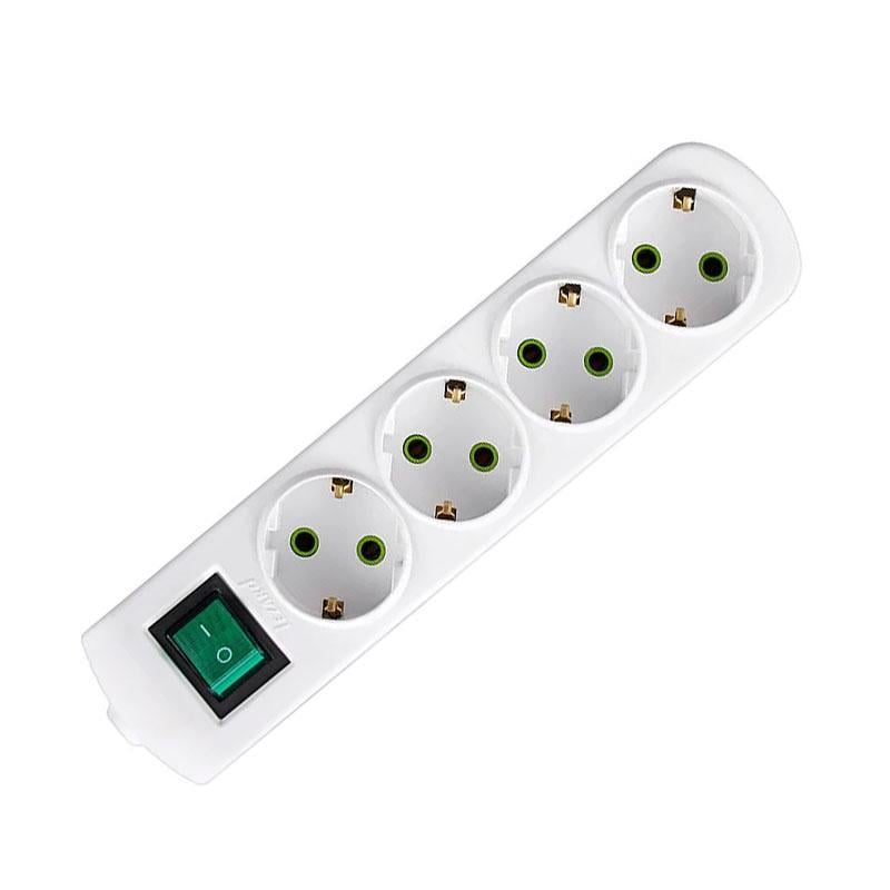 Колодка чотиримісна Lezard Letitia з заземленням та вимикачем Білий (27848874)