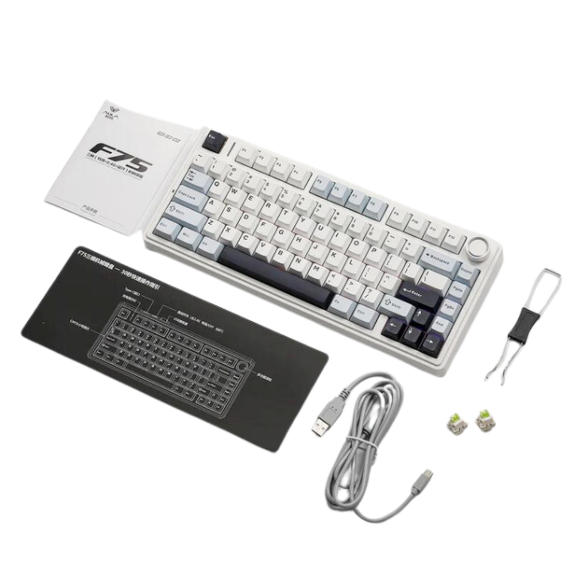 Клавиатура механическая беспроводная Aula F75 с подсветкой RGB и поддержкой Hot-Swap/гравировка ENG/UA/RU White/Blue (GS-258) - фото 2 Клавиатура механическая беспроводная Aula F75 с подсветкой RGB и поддержкой Hot-Swap/гравировка ENG/UA/RU White/Blue (GS-258) - фото 2