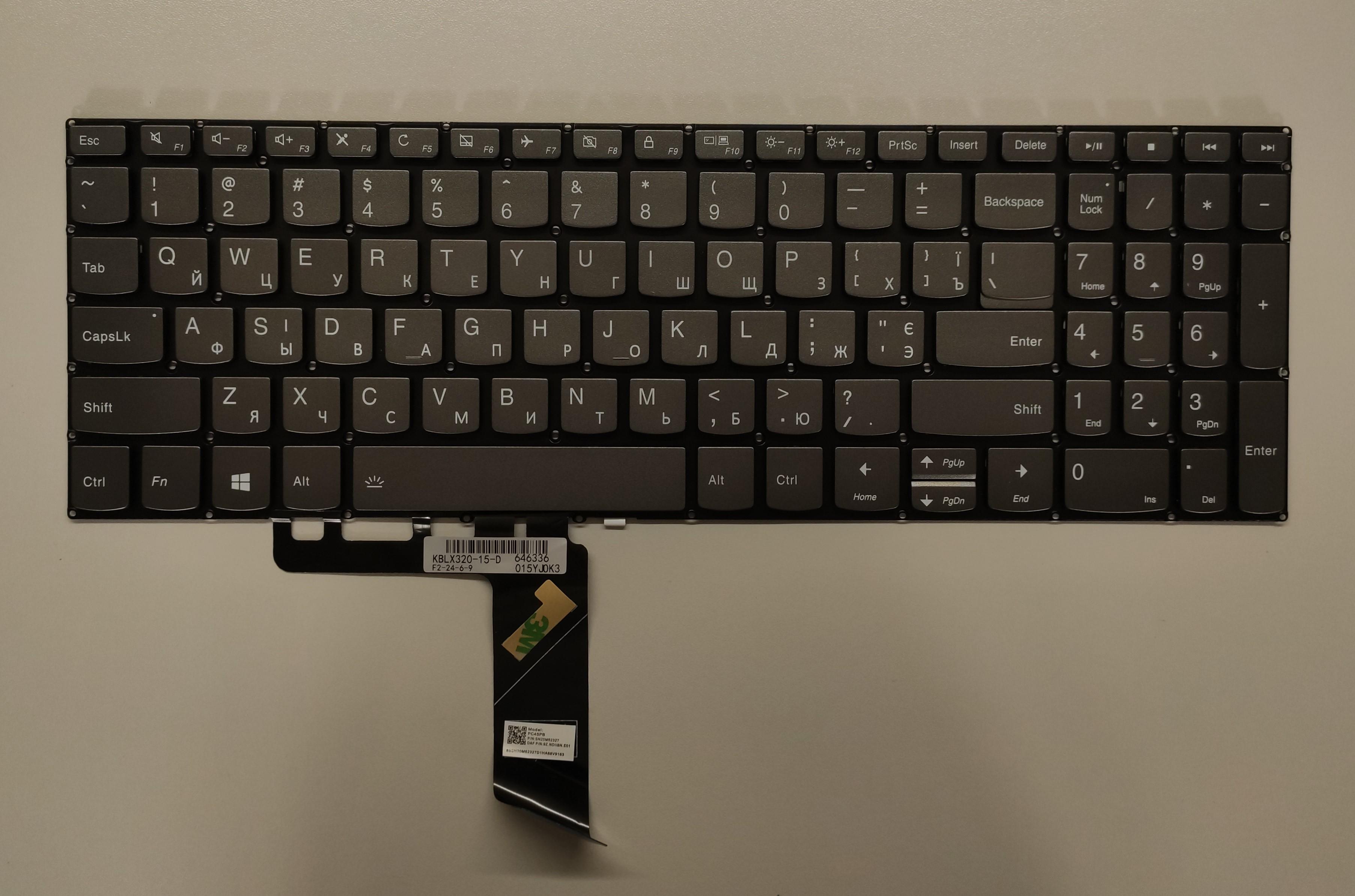 Клавиатура для ноутбука Lenovo 320-15 series/520-15 series без кнопки включения c подсветкой (K484)
