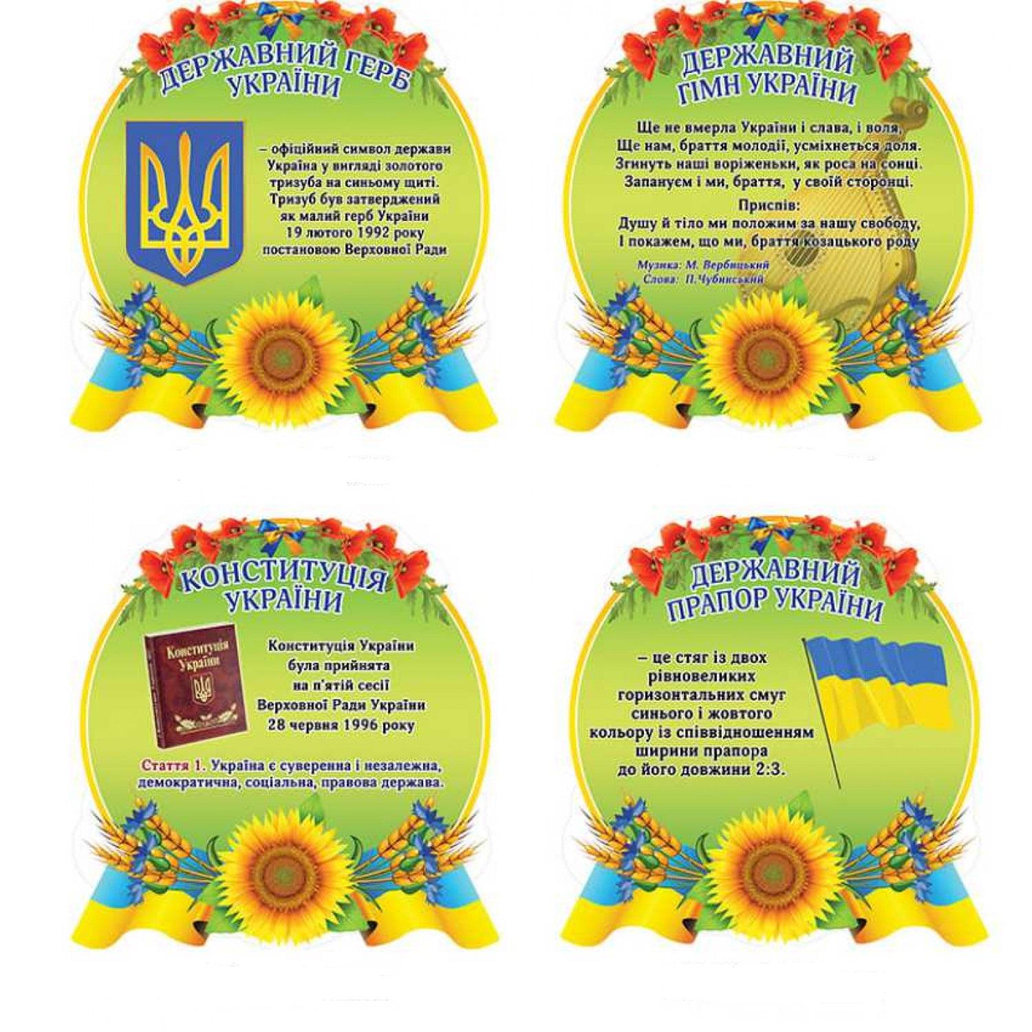 Комплект інформаційних стендів Державні символи України та Конституція (д-5234)