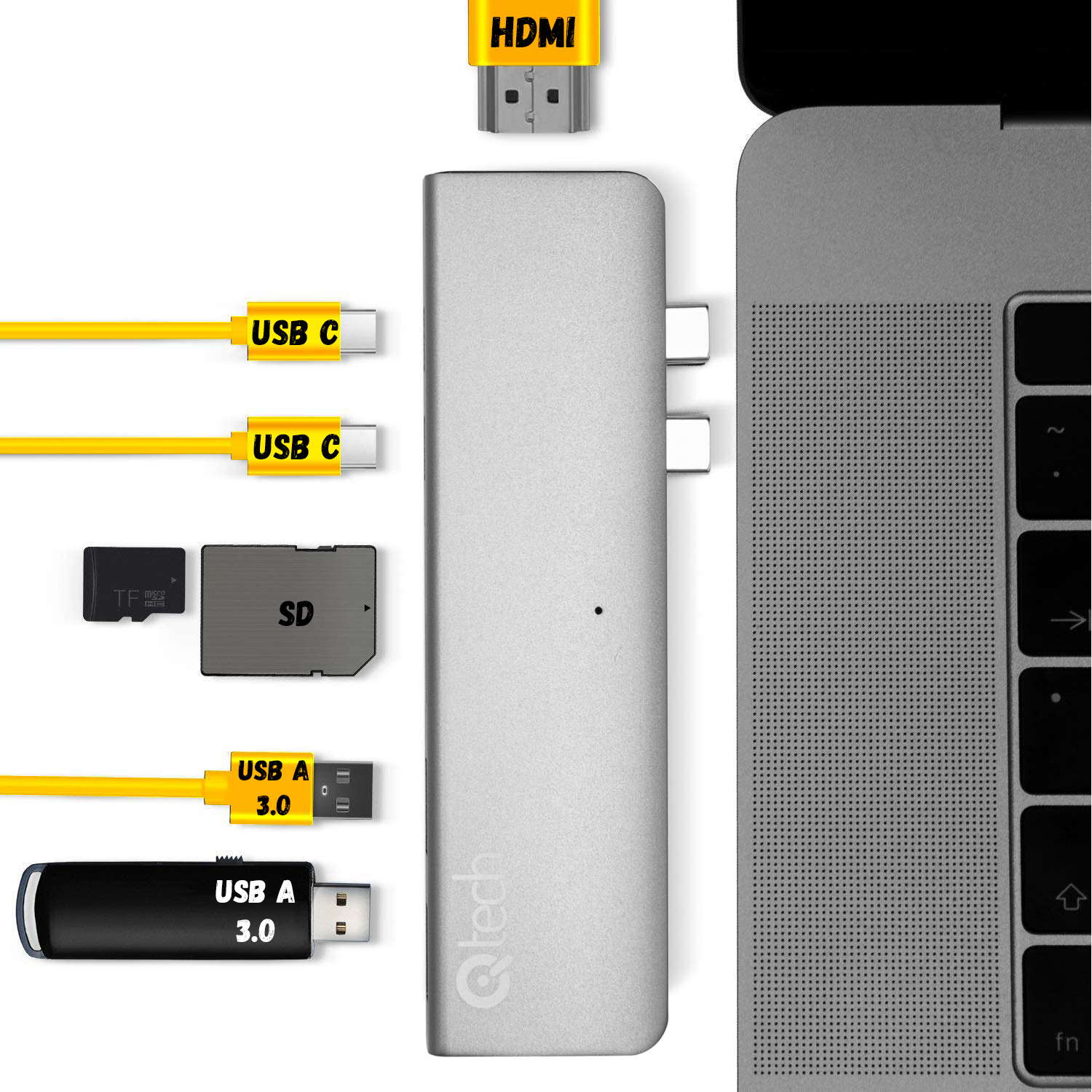 USB-хаб Qitech Aluminum Type-C Space Grey (Hub1) - фото 3