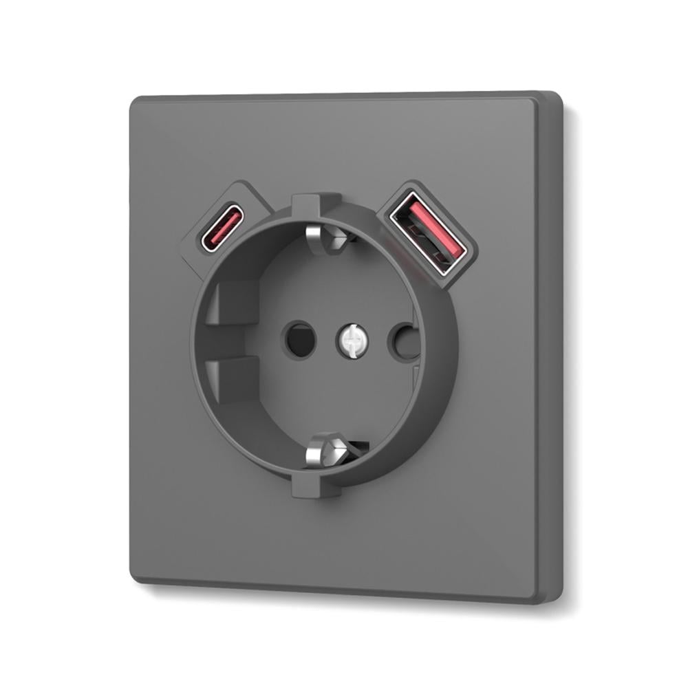 Розетка одинарная Videx Nota и USB/USB-C с заземлением со шторками Серый графит (31588026)