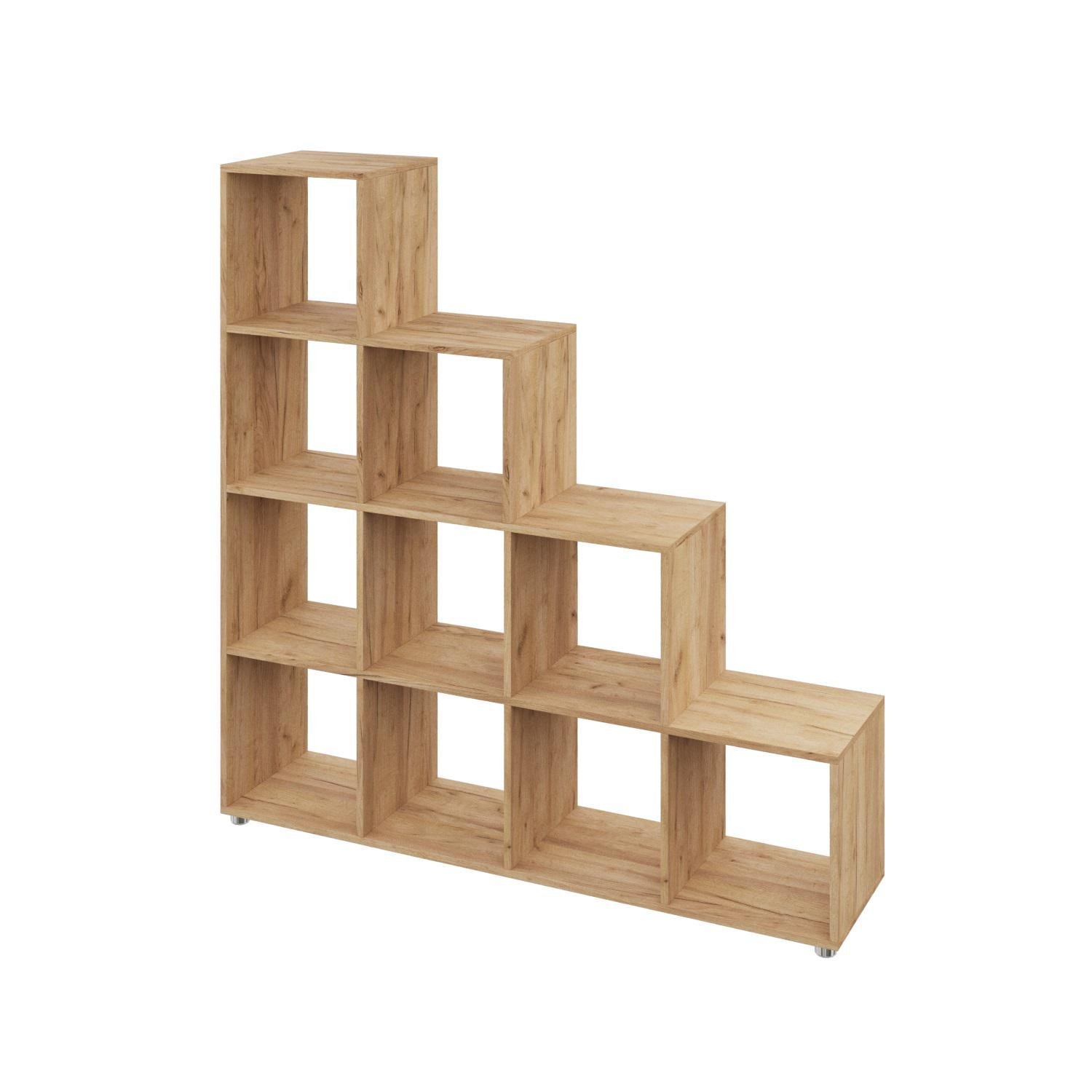 Стелаж настінно-підлоговий MEBLIBUD KUB модульний 10 секції Дуб крафт золотий (31957/5) - фото 2 Стелаж настінно-підлоговий MEBLIBUD KUB модульний 10 секції Дуб крафт золотий (31957/5) - фото 2